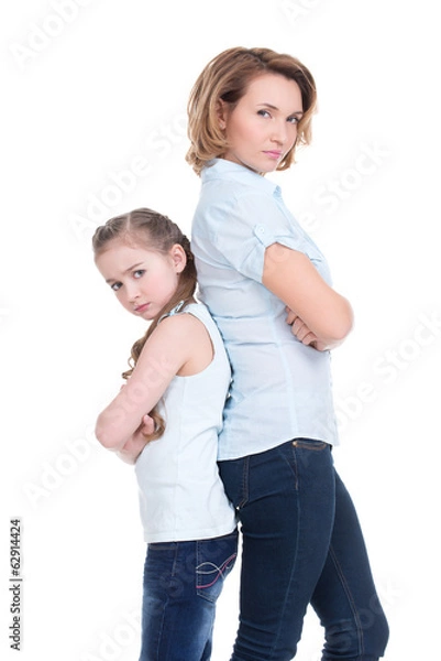 Fototapeta Sad mother and daughter having problem