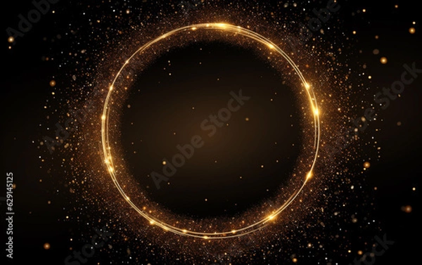 Obraz Golden glitter sparkle particle circular frame background
