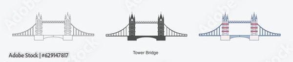 Obraz Tower Bridge in London icon in different style vector illustration. Tower Bridge vector icons designed filled, outline, line and stroke style for mobile concept and web design. 
