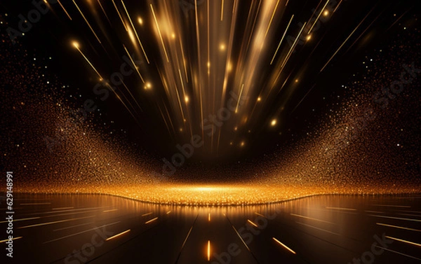 Obraz Stage shaped golden particle background