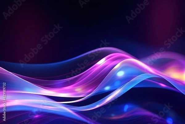 Fototapeta abstract futuristic background with pink blue glowing neon moving high speed wave lines and bokeh lights. Data transfer concept Fantastic wallpaper