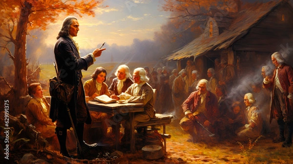 Fototapeta The first proclamation of Thanksgiving. George Washington announced that Thanksgiving would be on November 26th.