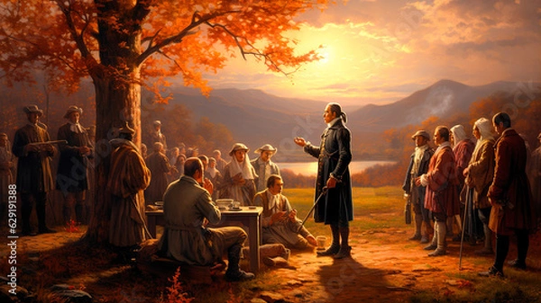 Fototapeta The first proclamation of Thanksgiving. George Washington announced that Thanksgiving would be on November 26th.