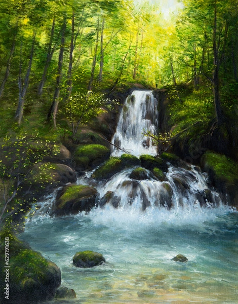 Obraz Waterfalls and forest