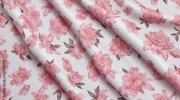 Obraz Silk Fabric - Flowes Pattern - Generative AI 
