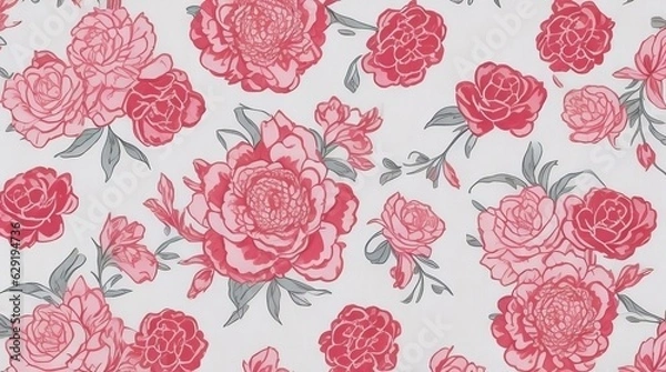 Obraz Silk Fabric - Flowes Pattern - Generative AI 
