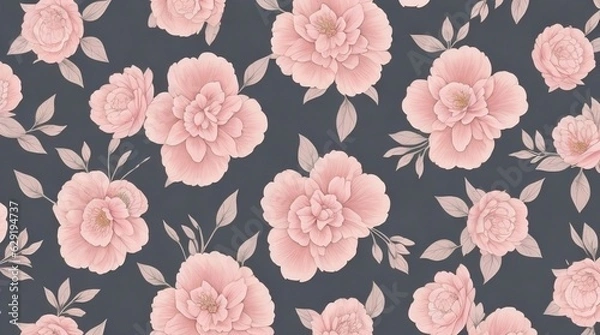 Obraz Silk Fabric - Flowes Pattern - Generative AI 
