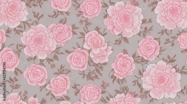 Obraz Silk Fabric - Flowes Pattern - Generative AI 
