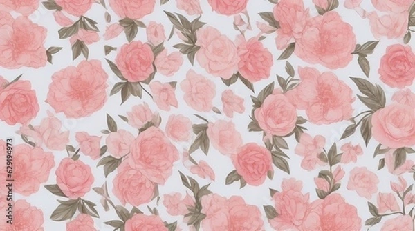 Obraz Silk Fabric - Flowes Pattern - Generative AI 
