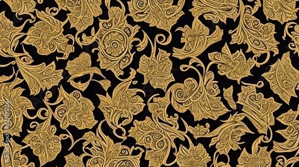 Obraz Silk Fabric - Flowes Pattern - Generative AI 
