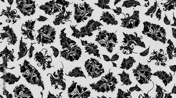Obraz Silk Fabric - Flowes Pattern - Generative AI 
