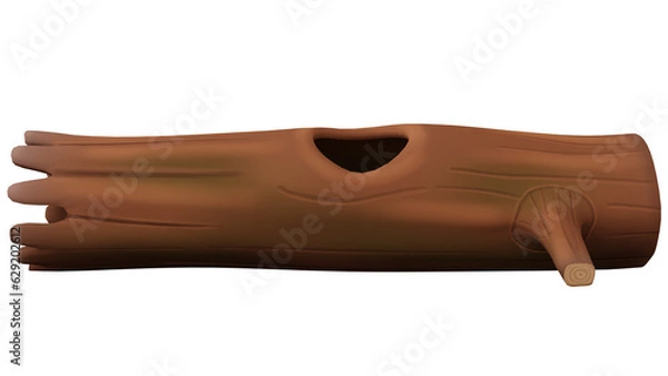 Fototapeta A 3D Cartoon Illustration of Tree Trunk. Tree trunk is the main stem of a tree