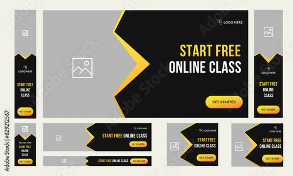 Fototapeta Vector illustration free class learning process set of web banner template design, fully editable vector eps 10 file format