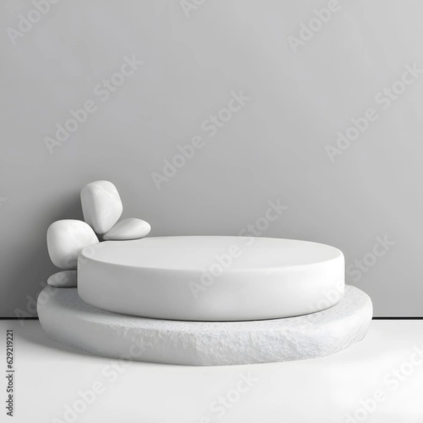Obraz rock or stone podium nature pedestal stage product display background 3d illustration 
