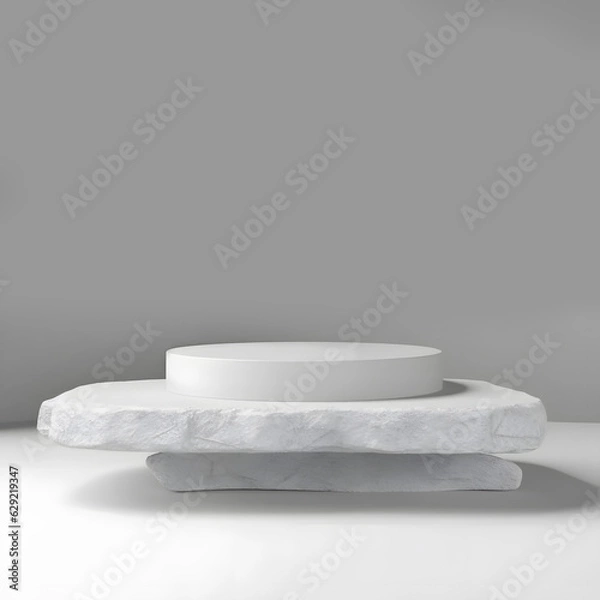 Obraz rock or stone podium nature pedestal stage product display background 3d illustration 