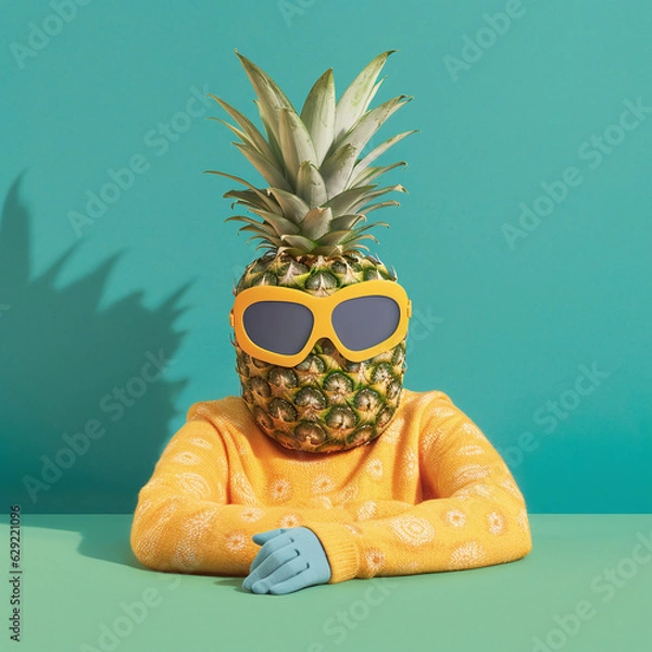 Obraz A pineapple instead of a head 