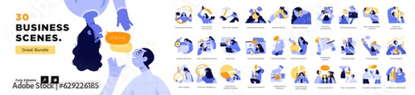 Fototapeta Business Concept illustrations. Mega set. Collection of scenes with men and women taking part in business activities. Vector illustration