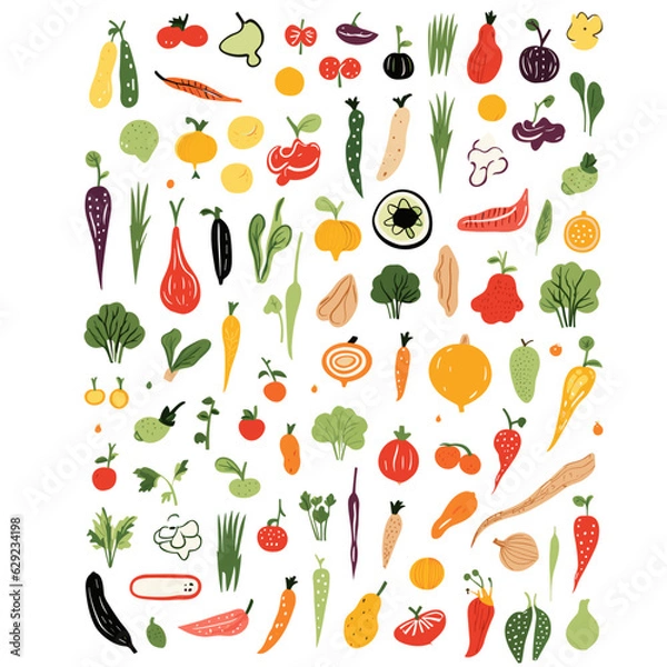 Fototapeta Abstract vector of a collection of vegetables