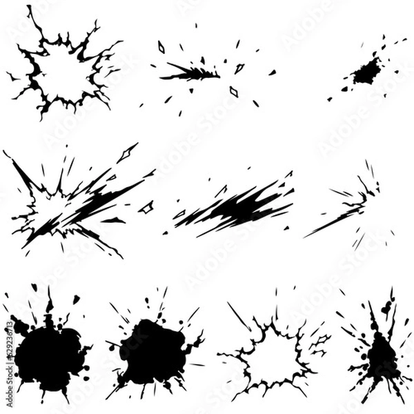 Obraz set of power blast comic action effect drawing lines generated with AI