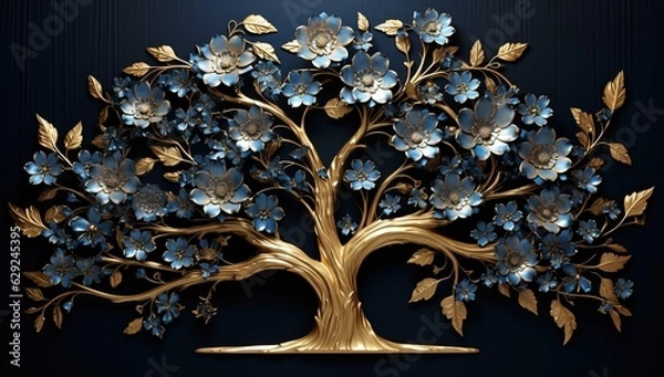 Fototapeta Fantasy Golden Style Tree Stylized, Colorful