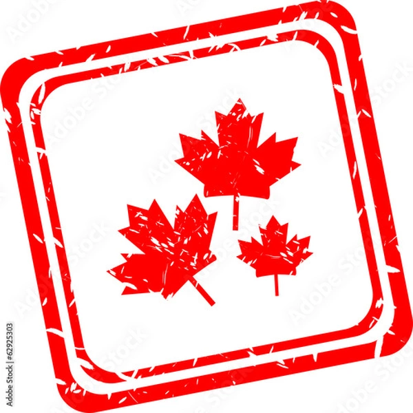 Fototapeta Stylized maple leaf. red web stamp icon
