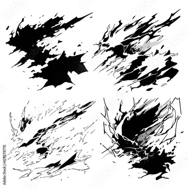 Obraz set of power blast comic action effect drawing lines generated with AI