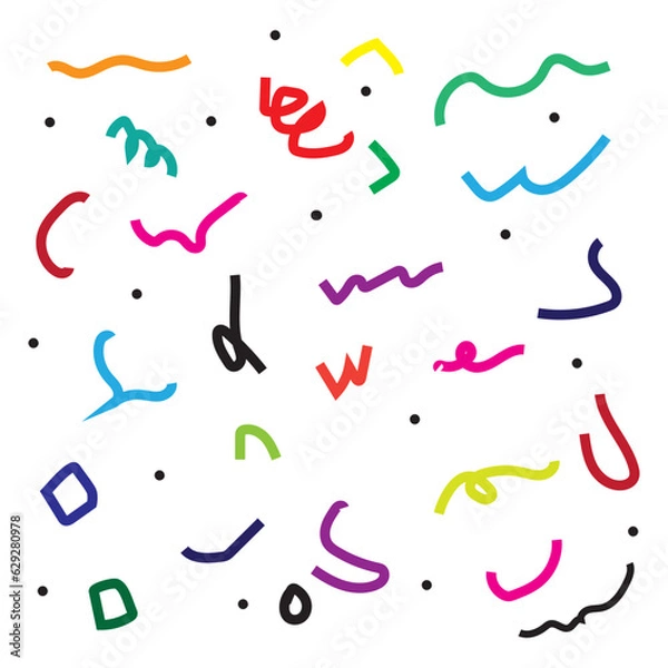 Obraz Fun colorful line doodle seamless pattern. Creative minimalist style art background for children or trendy design with basic shapes. Simple childish scribble backdrop.