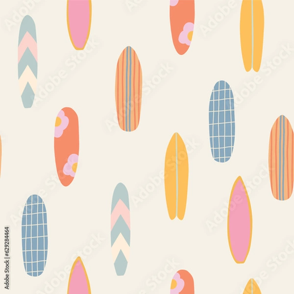 Fototapeta Flat vector surfboards seamless pattern