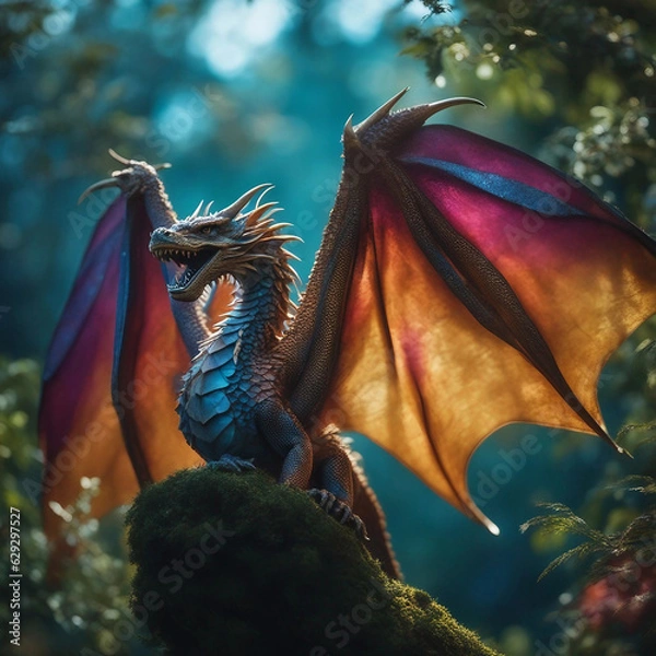 Fototapeta dragon on a branch 