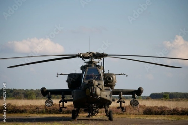 Fototapeta AH-64 Apache Attack Helicopter - Ready for Action