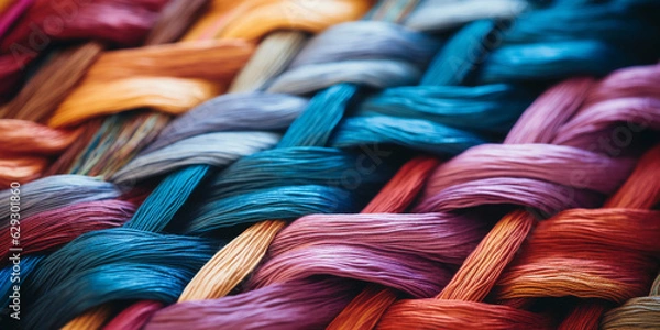 Fototapeta a therapeutic art project, hand weaving a colorful tapestry, soft textures, harmonious color palette