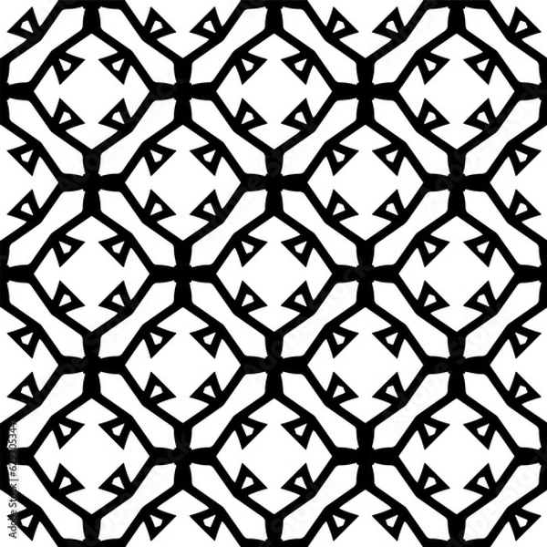 Fototapeta Black and white geometric seamless pattern with abstact shapes. Repeat pattern for fashion, textile design,  on wall paper, wrapping paper, fabrics and home decor.