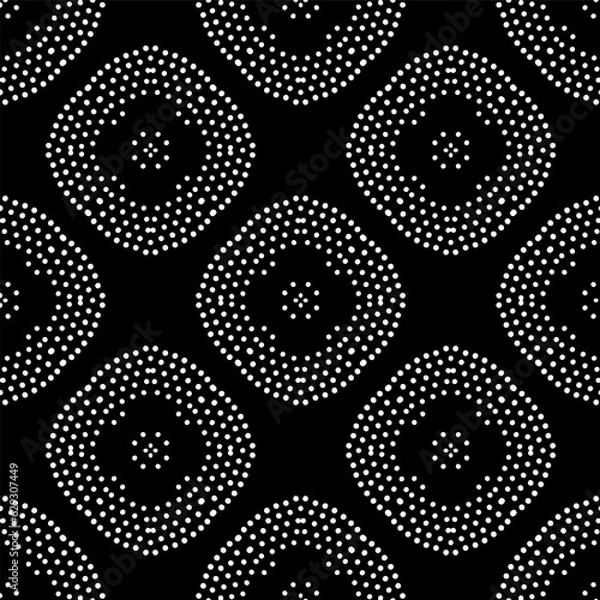 Fototapeta Black and white geometric seamless pattern with abstact shapes. Repeat pattern for fashion, textile design,  on wall paper, wrapping paper, fabrics and home decor.