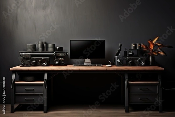 Fototapeta Desk with computer gadgets