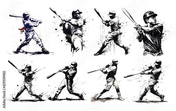 Obraz Hand drawn baseball players set