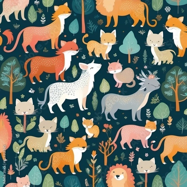 Fototapeta seamless pattern with cats