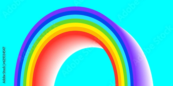 Fototapeta  Rainbow and white clouds set on light blue background in flat style Vector illustration