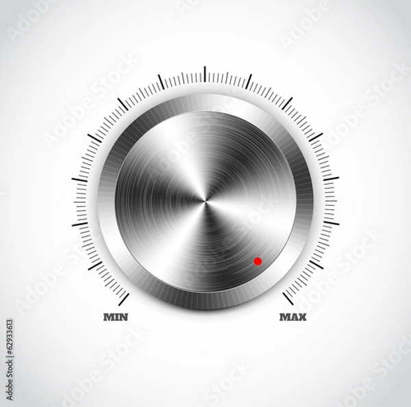 Fototapeta Realistic metal button with circular processing