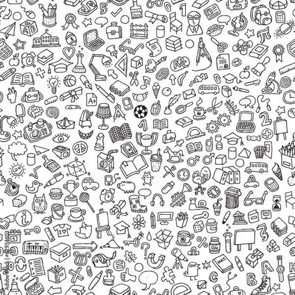 Obraz School seamless pattern in black and white