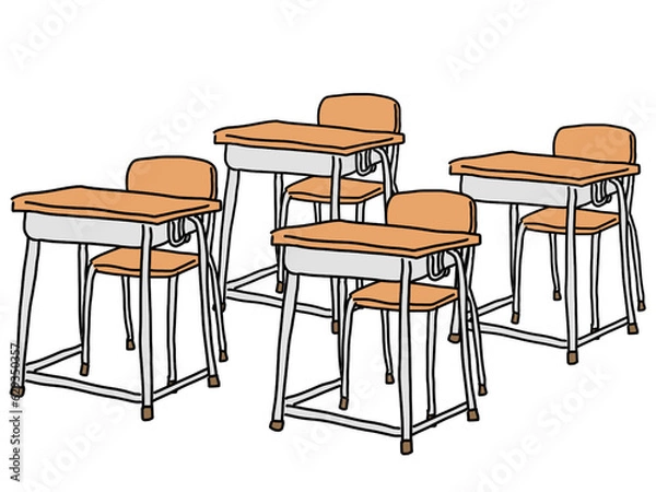 Fototapeta 教室の机と椅子