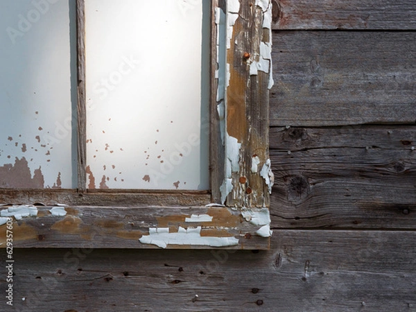 Fototapeta Old Weathered Window with Peeling Paing