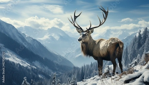 Obraz elk in the mountains
