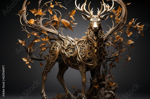 Fototapeta "Le Cerf Enchanté" : Un cerf majestueux répandant une lueur féerique.