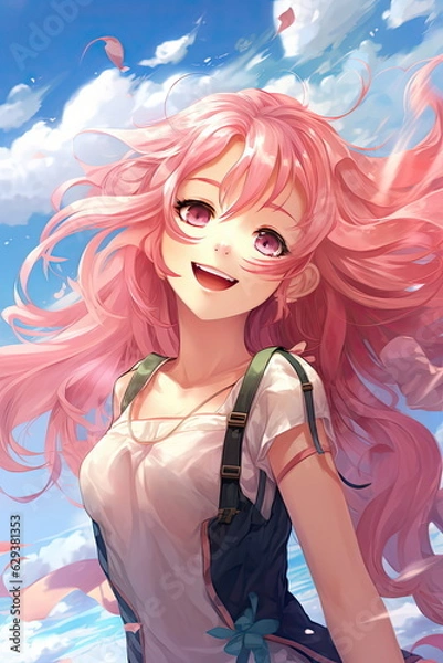 Fototapeta anime girl with long hair