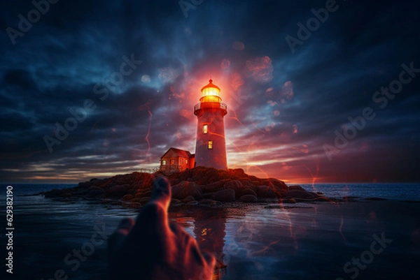 Fototapeta lighthouse on the coast ai generative art