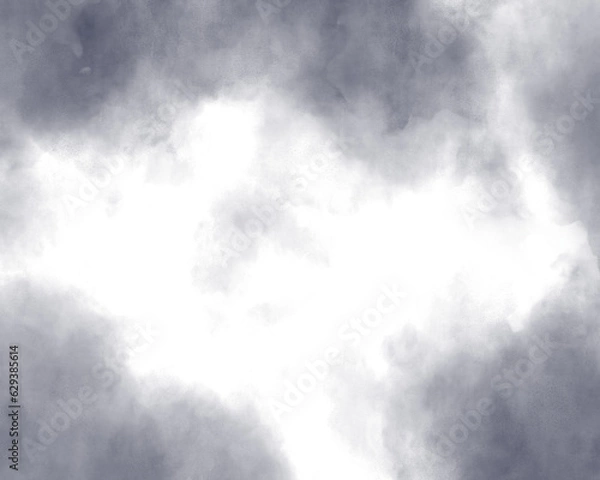 Obraz 中心が明るい水彩風の曇り空のイラスト　背景