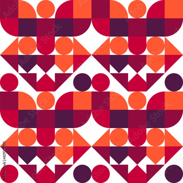 Fototapeta Geometric Mosaic Abstract Pattern Decorative Ornament Background Wall Vector Illustration Dark Red