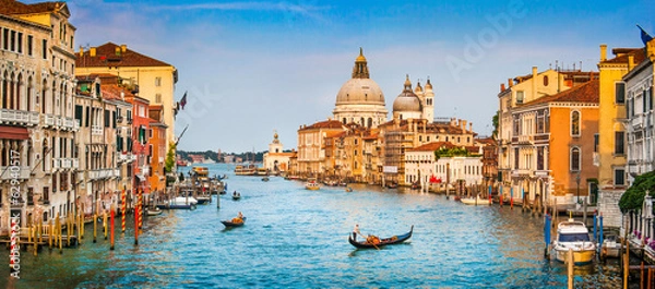 Fototapeta Canal Grande panorama o zachodzie słońca, Wenecja, Włochy