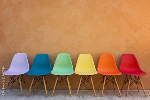 Obraz Rainbow colored chairs in a row