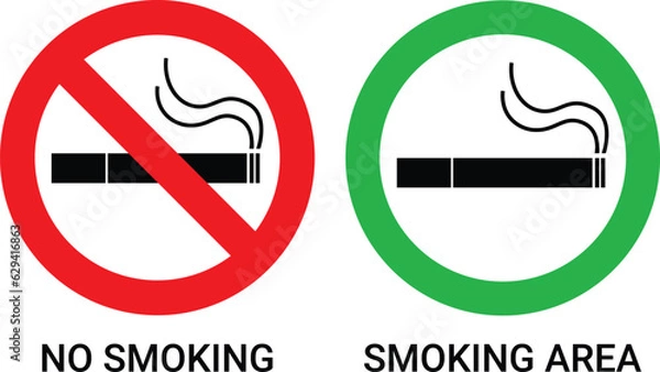 Fototapeta no smoking sign and smoking area sign vector